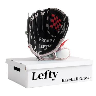 Imagem de Urby Luva De Beisebol Para Canhotos, Luva De Beisebol Para Canhotos, Somente Para Arremessos Com A Mão Esquerda. Luvas De Beisebol Para Canhotos E Jovens. Preta E Vermelha. 29 Cm. Idade: 7 A 11 Anos