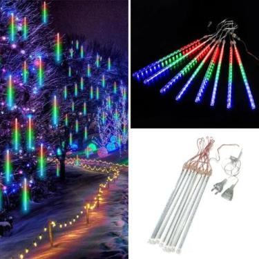 Imagem de Cascata C/8 Tubos Queda Pisca Chuva Led Decoração Natal 50cm - TOP NAT