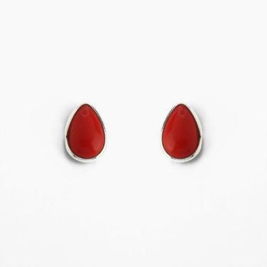 Imagem de Brinco Gota com Pedra Natural Prata 925 - Atraktiva Jóias, Coral