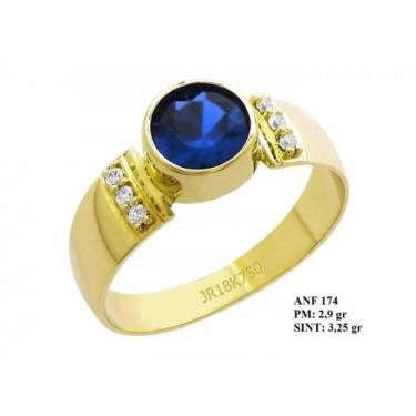 Imagem de Anel de Formatura King em Ouro 18k Amarelo com Pedra Redonda Turmalina