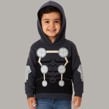 Imagem de Blusão Infantil Flanelado Menino Capuz Avengers Malwee Kids, 08, Cinza