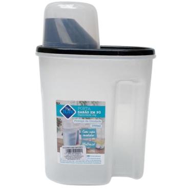 Imagem de Porta Sabão Em Pó Pratico 1,7L Com Tampa e Copo Medidora  1 Peça - PLA