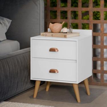 Imagem de Mesa de Cabeceira Quarto Mesinha Apoio Lateral Cama Box Casal Estilo D