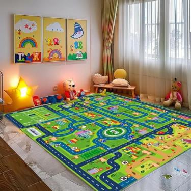 Imagem de Tapete de carro Play Mat yongjoy City Map para crianças 200x150cm