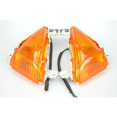 Imagem de TOPZONE Compatível com Kawasaki 2008-2018 1400GTR; 2007-2013 Z1000 / ABS; ZZR1400 / ZZR1400 ABS 2006-2019; Lâmpada Idicadora Frontal Pisca-pisca (lâmpadas de halogênio instaladas, Cor Orang)