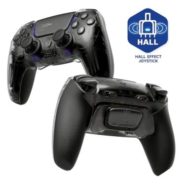 Imagem de HEXGAMING Controle de jogos ULTIMATE PRO compatível com ps5/PC/Mobile – 4 botões traseiros, 6 perfis personalizados, gatilhos ajustáveis, 8 polegares intercambiáveis – Hall Effect Explorer Preto