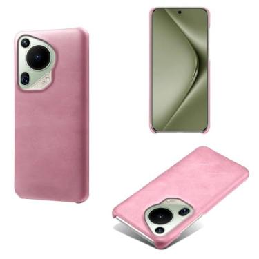 Imagem de Capa para Huawei Pura 70 ultra,Proteção contra quedas,Casca de volta de cor sólida simples,Design de couro de imitação de plástico-Pink