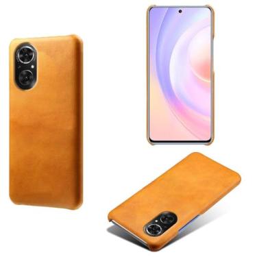 Imagem de Capa para Honor 50 SE,Proteção contra quedas,Casca de volta de cor sólida simples,Design de couro de imitação de plástico-Orange