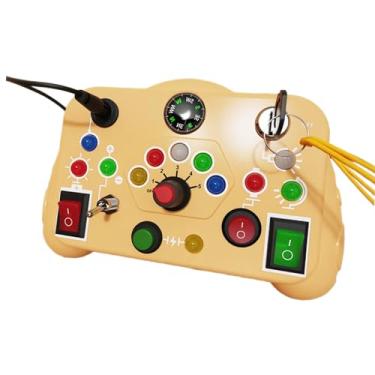 Imagem de JunZheHub Placa de Interruptor LED para Crianças, Quebra-cabeça, Habilidade Prática Inicial, Brinquedo Educativo, Placa de Atividades Montessori, Placa de, amarelo