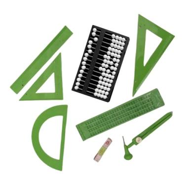Imagem de simhoa Conjunto de 9 peças de régua e transferidor para crianças cegas, conjuntos de geometria com transferidor, kit de régua de desenho matemático para casa