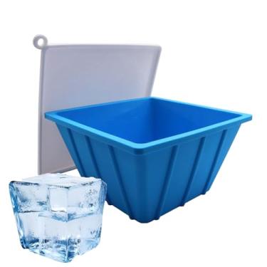 Imagem de Rrlihjgu Forma Para Blocos De De Banho Gelado | Forma De Silicone Para Banheira De Imersao Fria Com Tampa | Recipiente Com Tampa Para Arrefecer Agua Para Praia Casa De Banho Piquenique Acampamento -