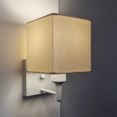 Imagem de Arandela Quadrada Vivare Md-2006 Base Branco Cúpula Em Tecido - Bivolt Branco-algodão-crú 127-220v