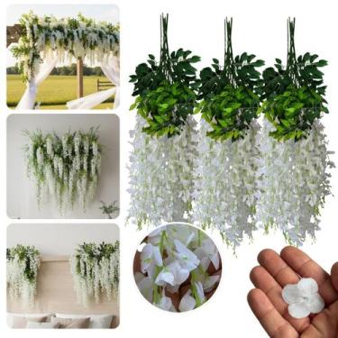 Imagem de Kit Flores Artificiais Pendentes de Cerejeira Galho Grande Decoração S