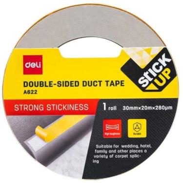 Imagem de Fita Dupla Face, Deli, Fixadora Carpete, Amarela, 30 mm x 20 Metros