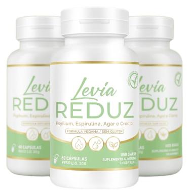 Imagem de Levia Reduz 3 Potes (180 Cápsulas) – Suplemento Alimentar com Psyllium, Espirulina, Ágar-Ágar e Cromo