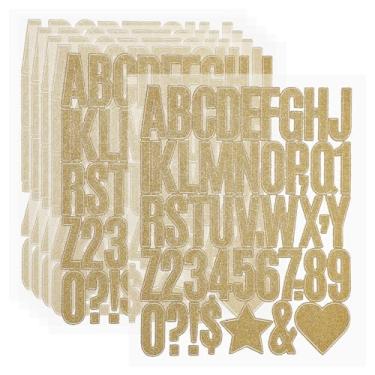 Imagem de PATIKIL 276 peças de adesivos de letras com glitter de 4 cm, 6 folhas de adesivos com número do alfabeto autoadesivos de vinil, adesivos à prova d'água para decoração de scrapbook, placa de caixa de