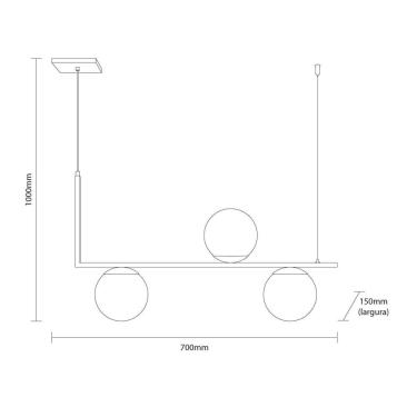 Imagem de Lustre Pendente Jabuticaba Havana L3 Vidro Globo Leitoso