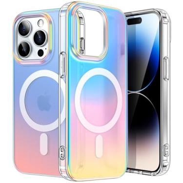 Imagem de JETech Capa Iridescente para iPhone 14 Pro Max 6,7 Polegadas Compatível com MagSafe, Design Bonito, Case Exclusivo e Estético, Capinha Traseira Colorida Fluorescente Translúcida (Iridescente)