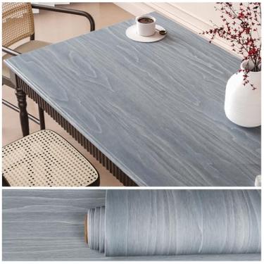 Imagem de VEELIKE Papel de contato de bancada azul ardósia à prova d'água papel de parede de madeira de 61 cm x 910 cm de espessura para bancadas, armários, capas de vinil de madeira