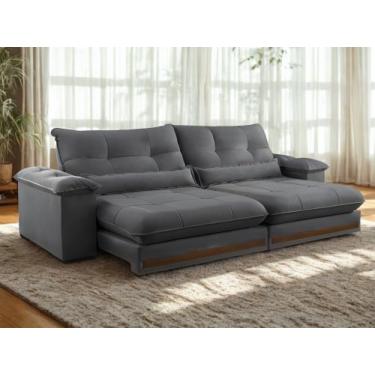 Imagem de Sofa Qatar Retratil e Reclinavel 2,50 Metros Trevo Cor Veludo Cinza