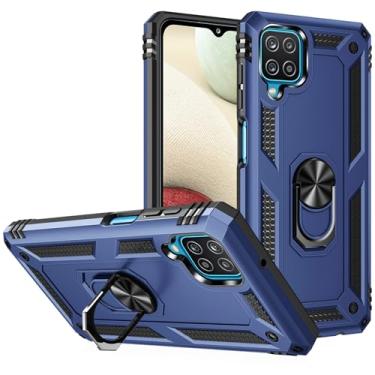 Imagem de SORAKA Capa para Samsung Galaxy A12 com suporte para anel Capa Slim Fit de TPU macio Capa Samsung Galaxy A12 com placa de metal para suporte magnético de telefone para carro