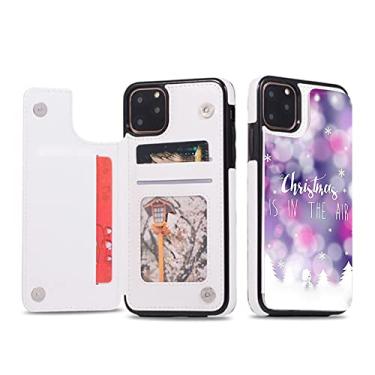 Imagem de Capa carteira de couro flip de Natal compatível com Apple iPhone 7 Plus/8 Plus capa para celular com suporte de poliuretano e porta-cartões, fecho magnético duplo à prova de choque com estampa de