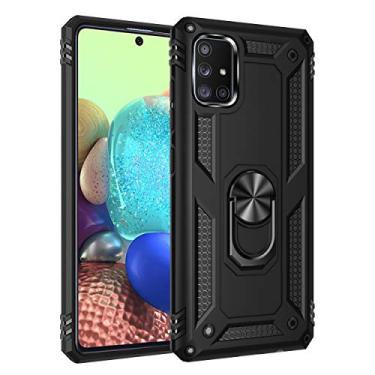 Imagem de SORAKA Capa para Samsung Galaxy A71 5G com suporte de anel capa armadura para Samsung Galaxy A71 5G capa traseira de policarbonato rígido com placa de metal para suporte magnético de telefone carro