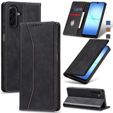 Imagem de Jasonyu Flip Carteira Capa para Samsung Galaxy A17,Capinha Folio Magnética de Couro com Suporte para Cartão,Suporte para Chute - Protetora Durável de TPU à Prova de Choque para Telefone,Preto