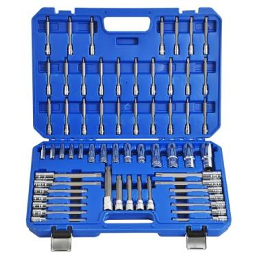 Imagem de Conjunto de 60 peças de brocas extralongas e soquetes profundos, brocas Torx Plus à prova de adulteração S2 e soquete E-Torx de aço Cr-V, unidade de 1/4 polegada 3/8 polegada 1/2 polegada