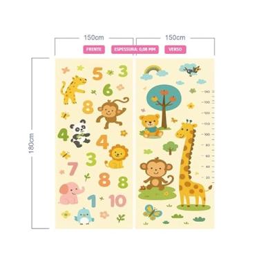 Imagem de Tapete Infantil Dobrável 180x150cm – Selva Divertida com Números e Animais Coloridos Dupla Face