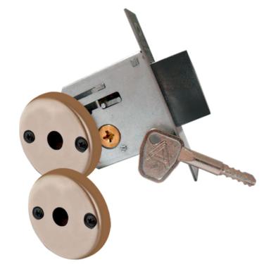 Imagem de Trava de Segurança Dupla Redonda Bronze Latonado em Blister F2000 - 041441 - ALIANÇA