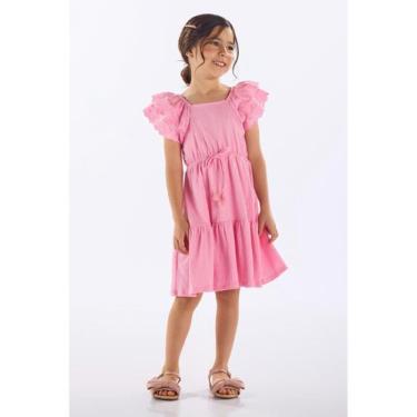 Imagem de Vestido Infantil Algodão e Elastano Up Baby, Rosa, 3