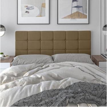 Imagem de Cabeceira de Cama Box Casal Suede Areia Khalipha - JGL MÓOVEIS