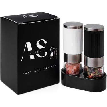 Imagem de Salt and Pepper Grinder Set of 2,Stainless Steel with Adjustable Holes,Clear Mills The Kit Includes a Stand and Gift Box, Nice Spice Dispenser for Kitchen Decor, Gifts, Home, Camping and Travel