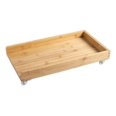 Imagem de Suporte de PC simples para CPU suporte móvel para PC hospedeiro, capa de CPU de mesa, suporte de torre, carrinho com bisel e suporte de 4 rodas giratórias (Cor: Natural)