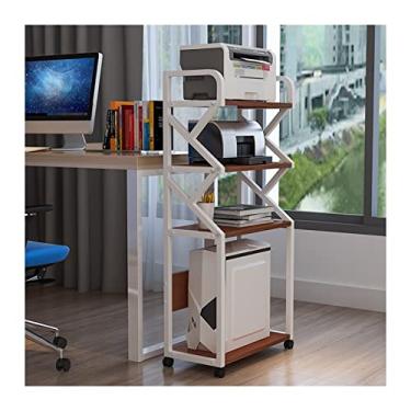 Imagem de SUNESA Suporte de impressão móvel escritório casa 4 camadas suporte de impressora rack de armazenamento multiuso organizador de chão prateleira de armazenamento armário móvel sobre rodas mesa de