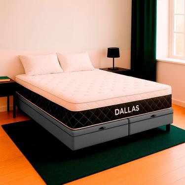 Imagem de Cama Box Baú King E Colchão Dallas Molas V-store 193x203x20 Preto