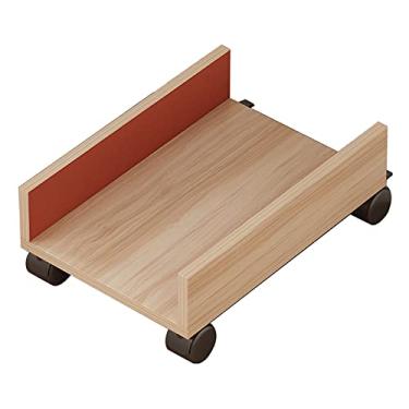 Imagem de Suporte para CPU de madeira, PC, torre, suporte de PC, suporte de PC, suporte de CPU de chão com 4 rodas giratórias sob o suporte de mesa de escritório doméstico