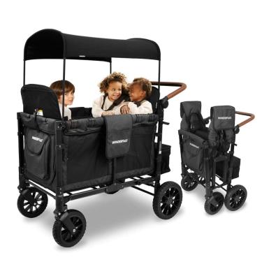 Imagem de W4 Carrinho de Bebê para Passeio com 4 Assentos e Proteção Solar, WONDERFOLD W4LUX BLK, Preto