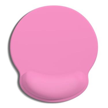 Imagem de Auhoahsil Mouse Pad, mouse pad ergonômico com descanso de pulso, gel para alívio da dor, suporte de pulso para laptop, mousepad com base de poliuretano antiderrapante, mouse pads para mesa, rosa