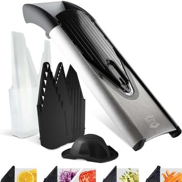 Imagem de Borner V6 Exclusive Line V-Mandoline Slicer 8 em 1 Pro-Set, Cortador de vegetais de aço inoxidável com inserção de segurança, inserção de fatia, 2 inserções de lâmina