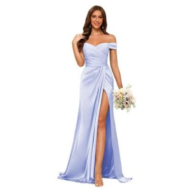 Imagem de Vestido de dama de honra Dessiny Off Shoulder Mermaid Lavanda Satin