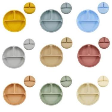 Imagem de Prato de Silicone Infantil com Ventosa 3 Divisorias - Home, Azul