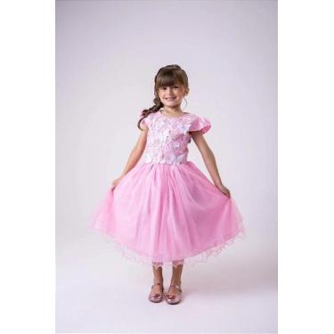 Imagem de Vestido Jardim Encantado Rosa Bebê com Borboleta Branca - Fabuloso Ate