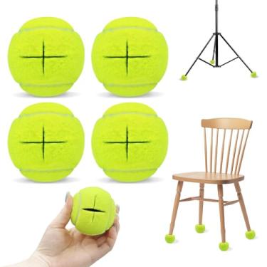 Imagem de Magicorange Pacote com 4 bolas de tênis pré-cortadas a granel para cadeiras, capas de perna de cadeira de bola de tênis de 5 cm para móveis para proteção de pés bola para sala de aula (amarelo, 5 cm)