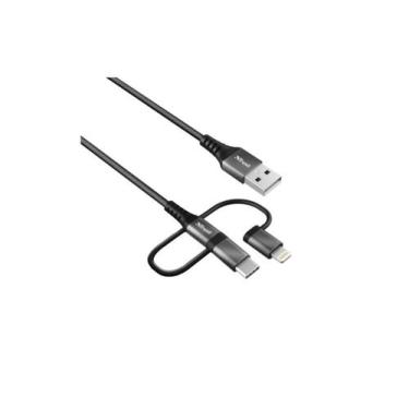 Imagem de Cabo Trust Keyla Extra Forte 3 Em 1 Usb De 1 Metro