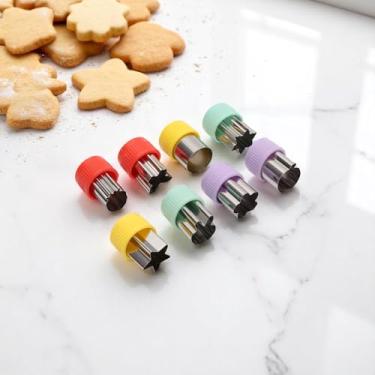 Imagem de Generic 1 conjunto de cortadores de biscoito de 8 peças, conjunto de mini cortadores de biscoito de frutas, lavar à mão, plástico, amarelo, vermelho, verde claro, roxo