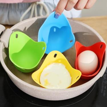 Imagem de 4 peças de silicone antiaderente para ovos pocher, copos premium para micro-ondas e fogão, fogão e moldes fáceis de usar, conjunto de panelas duráveis (9 x 9 x 6 cm)