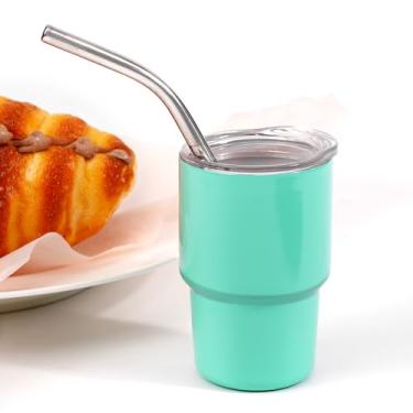 Imagem de Mini copo de shot de 85 g com canudo e tampa, copos de shot de aço inoxidável para festa de casamento, uísque, bar de coquetéis