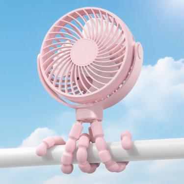 Imagem de Mini ventilador portátil para carrinho de bebê, clipe pequeno operado por bateria, 3 velocidades do vento, rotação de 360°, ventilador portátil de resfriamento pequeno para assento de carro, berço